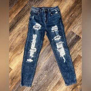 American Eagle Outfitters Ripped Dark Blue Skinny Jeans